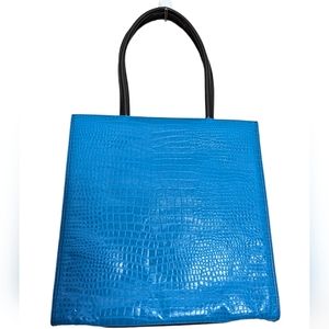 Vibrant PORTOLANO Leather Tote Bag Royal Blue